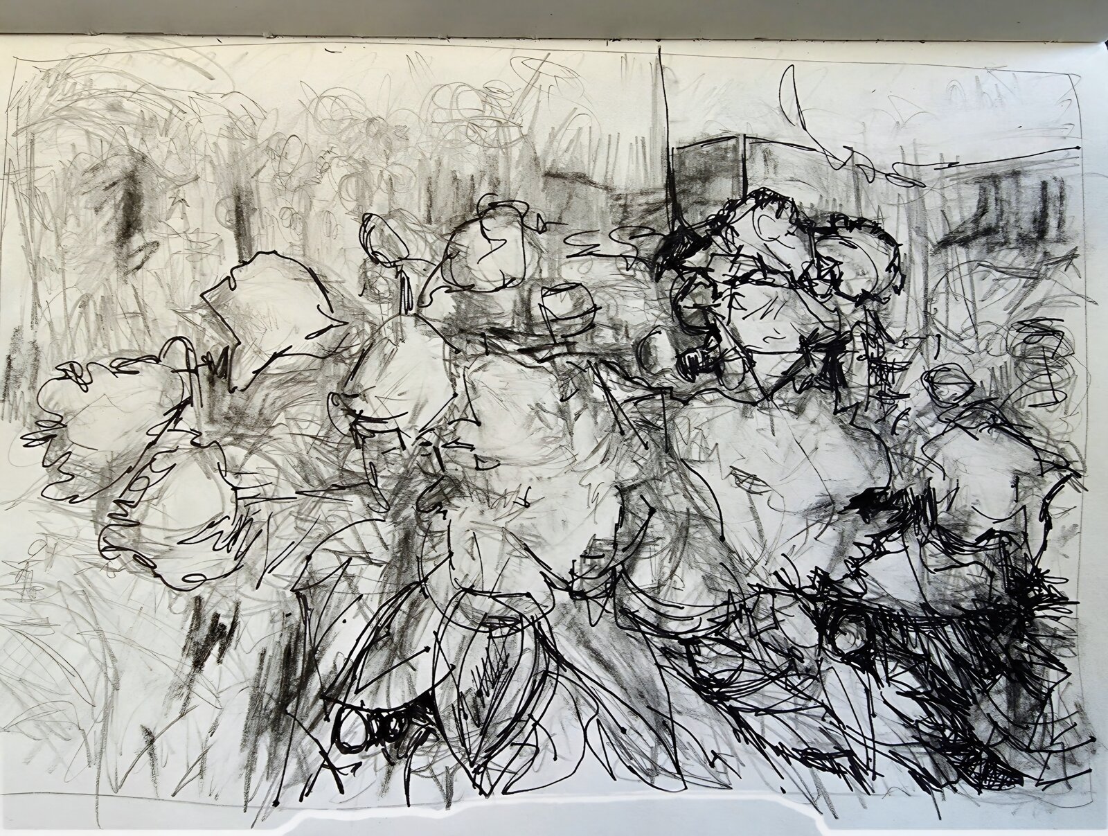 Golden Hour in the Garden – Sketchbook Study - process image